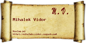 Mihalek Vidor névjegykártya